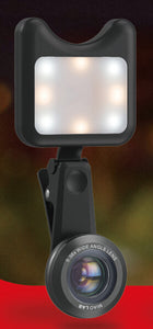APEXEL LED Selfie Light Fill-in light +0.36X Wide Angle Lens + 15X Macro Lens Kit For iPhone Samsung phones